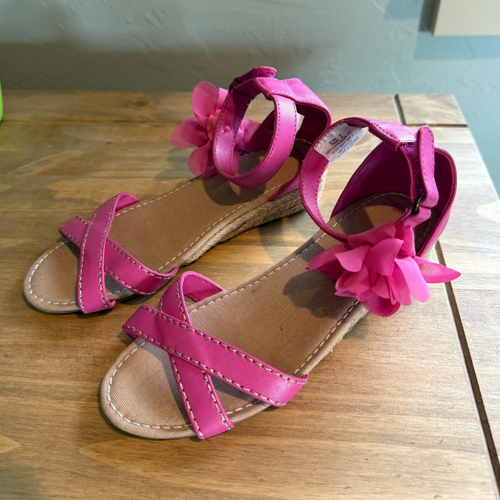 Gymboree Pink and Tan Sandals with Floral Detail